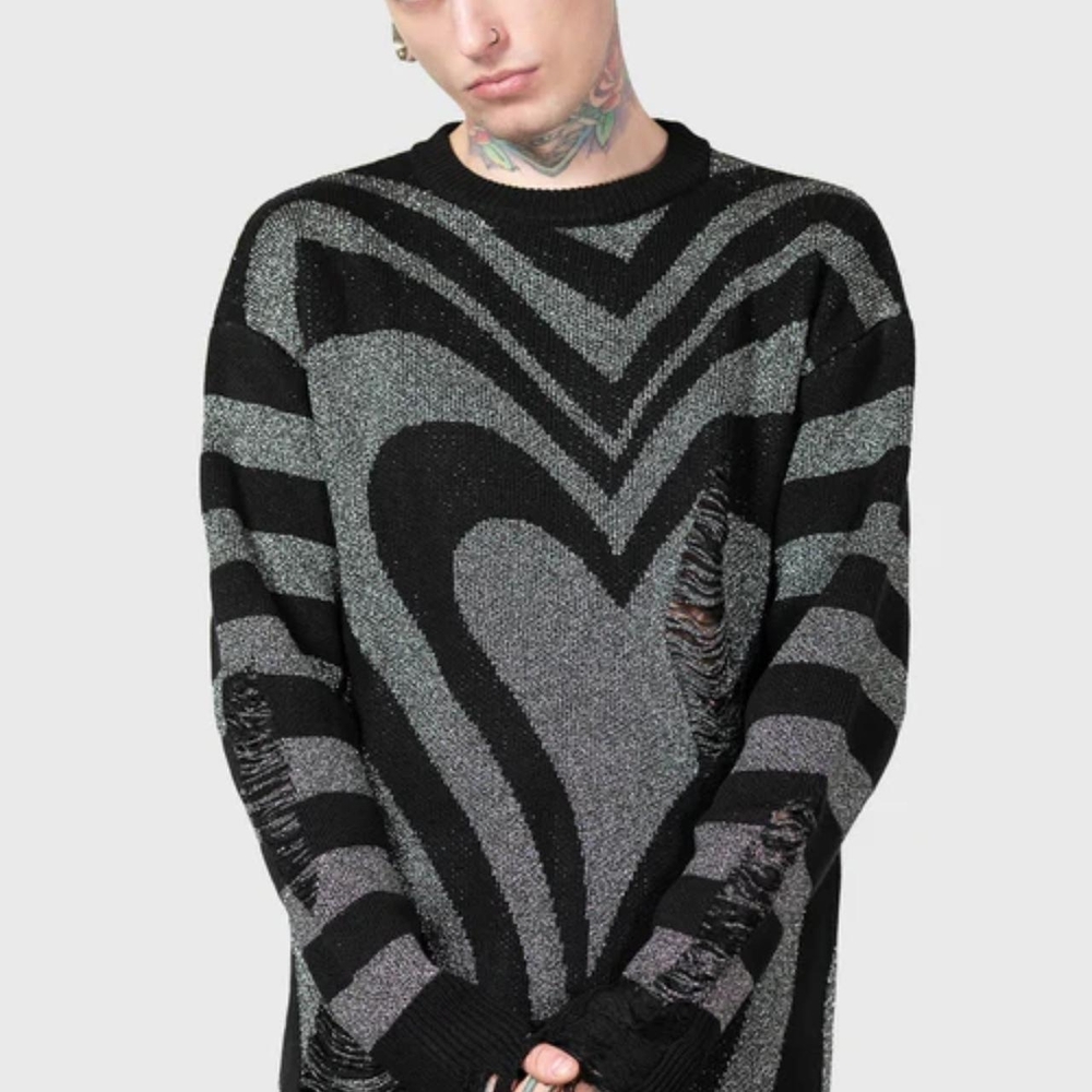 Black and Gray Striped Sweater